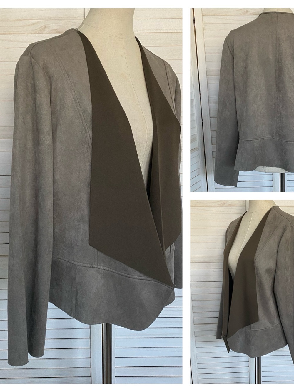 Chico's Faux Suede Open-Front Blazer/Cardigan SZ XL